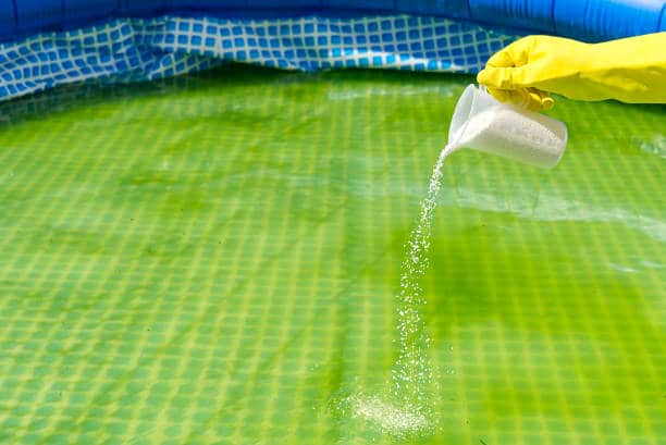 Swimming pools being injected with chemicals