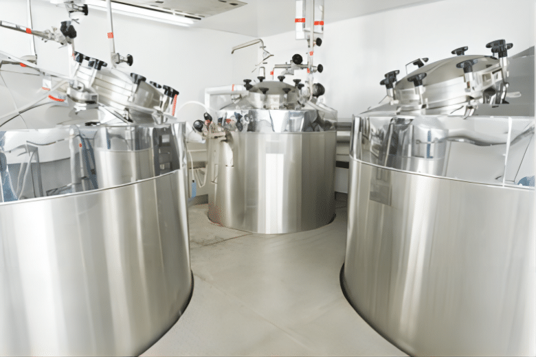 Tank facilities for pharmaceutical technology equipment for water preparation, cleaning and treatment