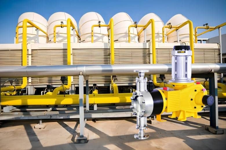 Cooling tower water treatment for metering pumps